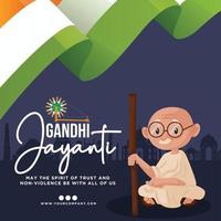 Banner design of Gandhi Jayanti cartoon style template vector