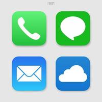 Social media icon set. Icon of phone, email, chat and cloud. Vector. vector