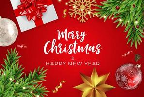 Holiday New Year and Merry Christmas Background. Vector Illustration