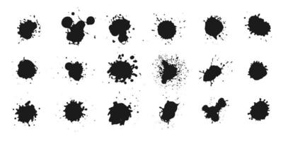 Abstract black ink splashes collection vector