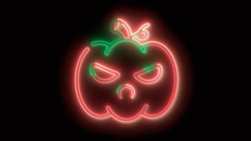 Neon Red Halloween Pumpkin, emoji, 3d render, photo