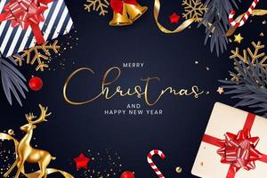 Christmas Holiday Party Background. Happy New Year and Merry Christmas Poster Template. Vector Illustration