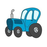 Simple cartoon icon. Vector illustration of a blue tractor for children