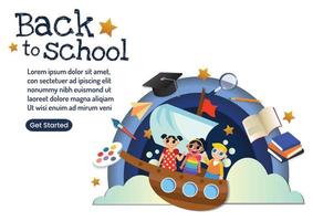 back to school banner kids character design vector