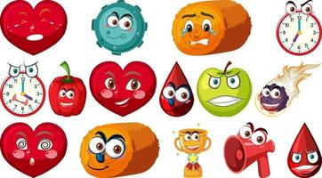 Set of different toy objects with faces vector