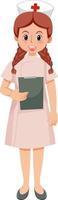 Cute nurse cartoon character on white background vector