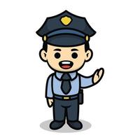 Policeman cute cartoon character vector