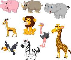 Cartoon wild animals collection set vector