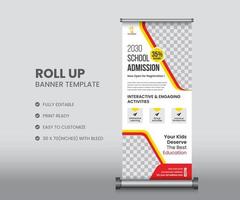 School admission roll up banner template. X banner design for school, college, university, coaching center vector