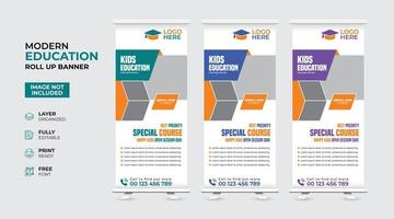 Creative and modern education admission Rollup Banner vector