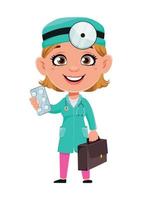 Doctor woman cartoon character vector