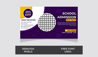 Editable Kids school education admission timeline cover layout and web banner template vector