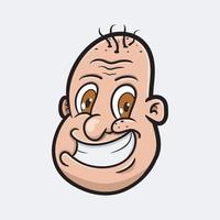 Funny Bald head man character cartoo. Clip Art Vector. vector