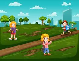 Cartoon the children going to school vector