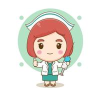 Cute nurse cartoon character. Chibi style illustration vector