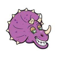 Cartoon Triceraptops dinosaur Head. Clip art Vector. vector