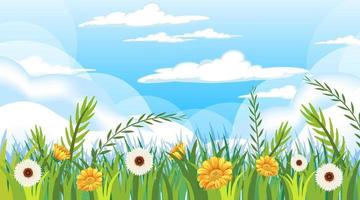 Scene with many flowers in garden vector