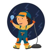 cartoon illustration of an electrician vector