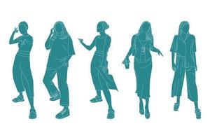 Vector illustration of casual women bundle