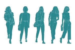 Vector illustration of casual women bundle