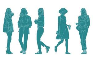 Vector illustration of fashionable women bundle