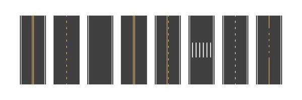 Way constructor, highway elements set. Urban road, crosswalk. Vector