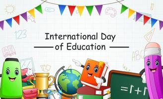 International day of Education on 24th of January greeting vector illustration