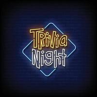 Trivia Night Neon Signs Style Text Vector