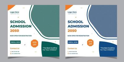 Kids School Admission Professional Square Flyer Social Media Post Banner Design Template vector