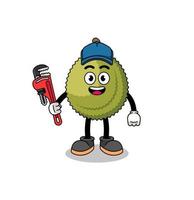 durian fruit illustration cartoon as a plumber vector