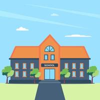 School building building flat style. Flat vector template Style Suitable for Web Landing Page, Background.