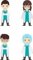 Set of doctor cartoon characters. Medical staff team concept in hospital. vector illustration