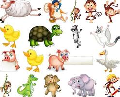 Set of animal cartoon character vector