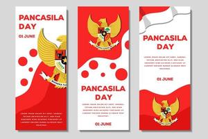 Pancasila day vertical poster banner illustration template set vector