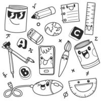 School clipart. Vector doodle school icons and symbols. Hand drawn stadying education objects