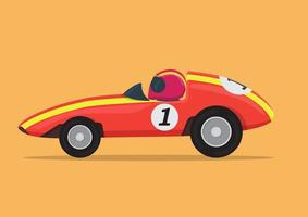 orange cartoon race car side view vector