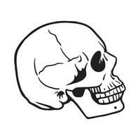 Side view of a human head skull. Black and white vector illustration