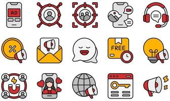 Set of Vector Icons Related to Online Marketing. Contains such Icons as Advertising, Affiliate Marketing, Content Marketing, Email, Influencer, Inbound Marketing and more.