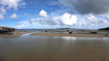 Sea beach with blue sky and moving white cloud timelapse of Rayong Thailand video