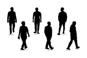 Man walking silhouette vector graphics. Collection of walking silhouettes.