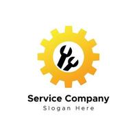 gear and wrench logo for service company vector design