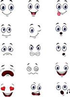 Cartoon faces expressions collection set vector