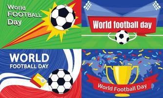 Football Day banner set, flat style vector