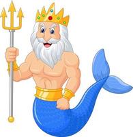 Cartoon happy Poseidon vector