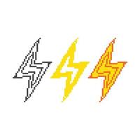 Thunder bolt. Pixel art icon vector illustration