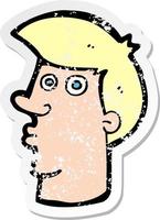 retro distressed sticker of a cartoon confused man vector