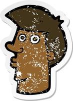 retro distressed sticker of a cartoon confused man vector