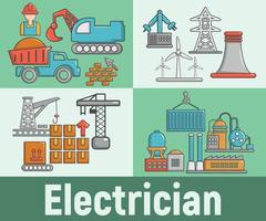 Electrician concept banner, cartoon style vector