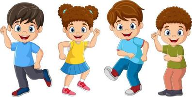 Group of cartoon happy children dancing vector