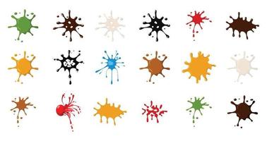 Splash icon set, cartoon style vector